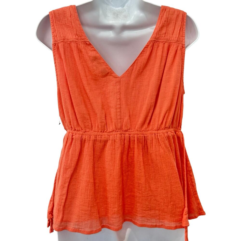 Joie Orange Lytle Sleeveless Drawstring Tassel 100% Cotton Gauze Tank Top size S - Picture 4 of 9